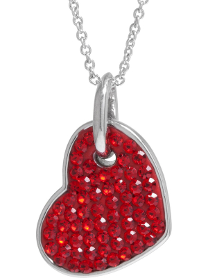 Women's Silver Plated Crystals Heart Pendant - Red/silver (18")