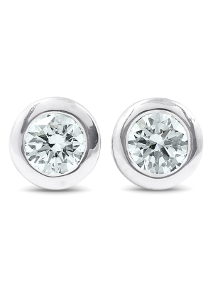 Pompeii3 1/4 Ctw 14k White Gold Diamond Bezel Martini Stud Earrings Lab Created