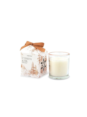 Cypress + Fir - 7 Oz Glass Candle With Ornament Gift Box