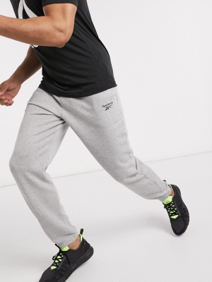 Reebok Training Cuffed Sweatpants In Gray Marl