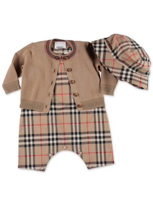 Burberry Kids Vintage Check Three-piece Babygrow Set