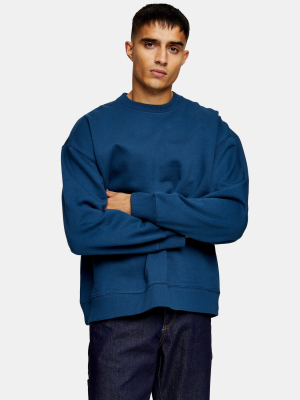 Navy Oversized Crew Sweatshirt