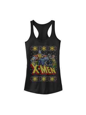 Junior's Marvel Ugly Christmas X-men Group Racerback Tank Top