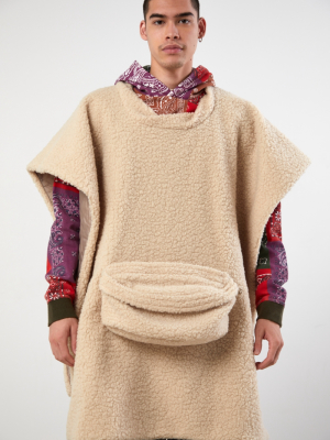 Asparagus Sherpa Poncho Jacket