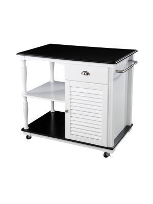 Denrard Rolling Kitchen Island With Storage White/black - Aiden Lane