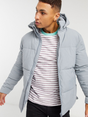Topman Recycled Puffer Jacket In Blue