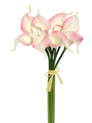 14" Artificial Calla Lily Bundle Pink/white - Vickerman