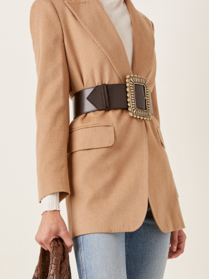 Oversized-buckle Leather Belt