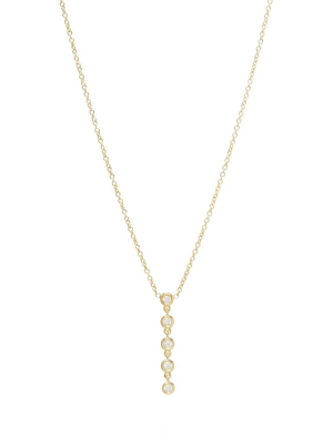 14k 5 Linked Floating Diamonds Y Necklace