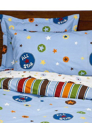 All Stars Blue Striped Full Comforter Sheets Bedding Set - Store51 Llc..