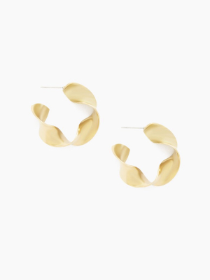 Joy Mini Statement Hoop Earrings - Brass