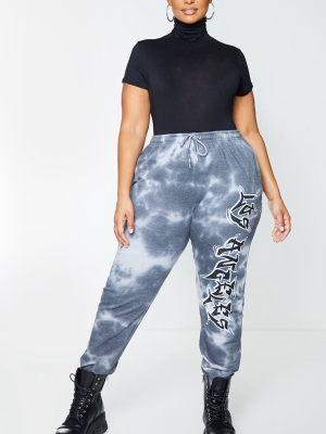 Plus Dark Grey Tie Dye Los Angeles Joggers