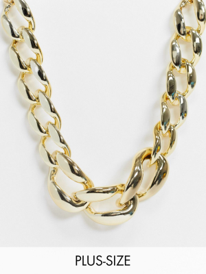 Designb London Curve Necklace In Chunky Gold Chain