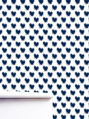 Sweethearts Indigo Wallpaper