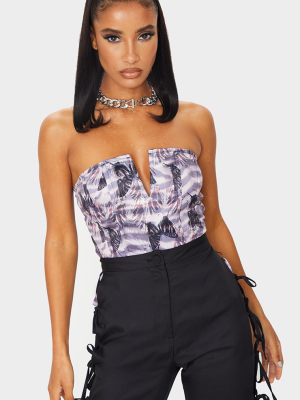 Grey Butterfly Woven V Wire Bandeau Corset Top