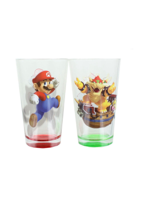 Just Funky Super Mario Bros. Mario And Bowser 2-pack Pint Glass