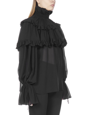 Saint Laurent Ruffled High-neck Blouse