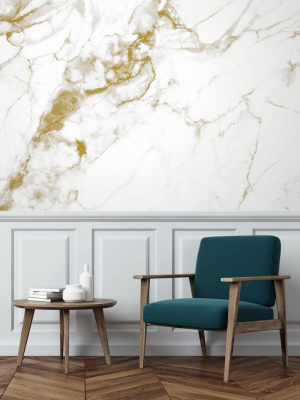 Marble White-gold 554 Wall Mural By Kek Amsterdam