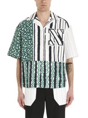 Neil Barrett Mixed Print Short Sleeve Shirt