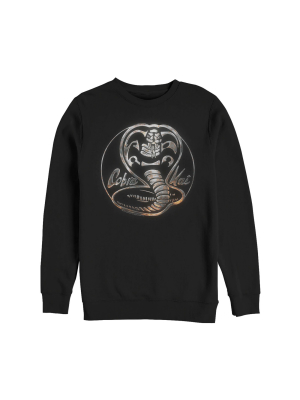 Men's Cobra Kai Metal Snake Logo Sweatshirt - Black - 2x Large