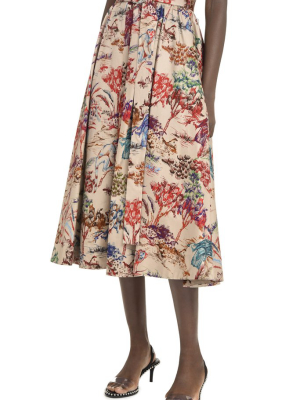 Msgm Tree Printed A-line Midi Skirt