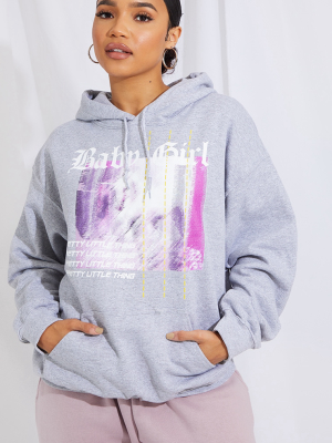 Grey Baby Girl Photographic Printed Hoodie