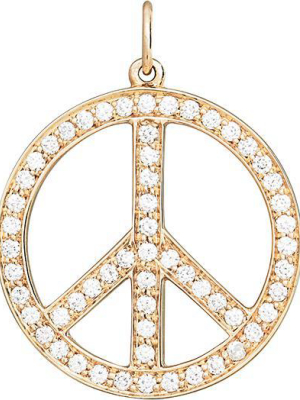 Large Peace Sign Cutout Charm Pavé Diamonds