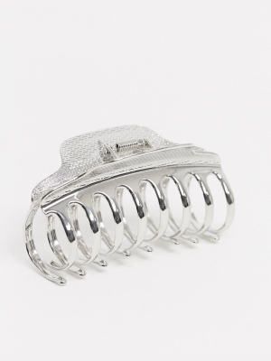 Asos Design Hair Clip Claw In Silver Tone