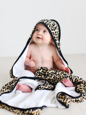 Lana Leopard Tan Ruffled Hooded Towel