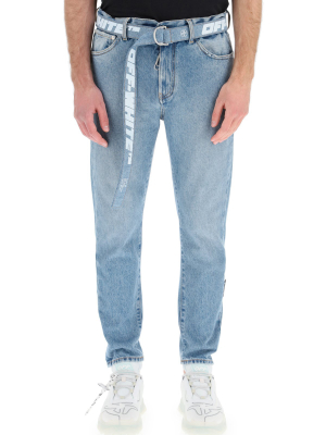 Off-white Belted Logo Print Jeans