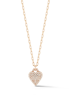 Dora 18k Rose Gold All Diamond Pave Mini Heart Charm