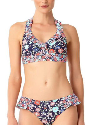 Anne Cole Lazy Daisy Marilyn Flounce Halter Bikini Top