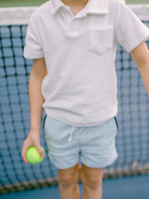 Boys White French Terry Polo Shirt