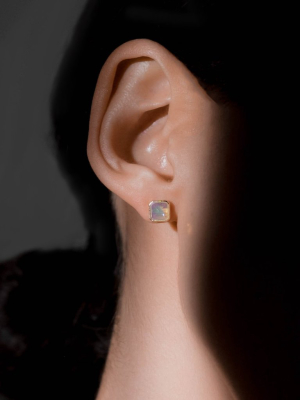 Square Bezel Opal Earrings