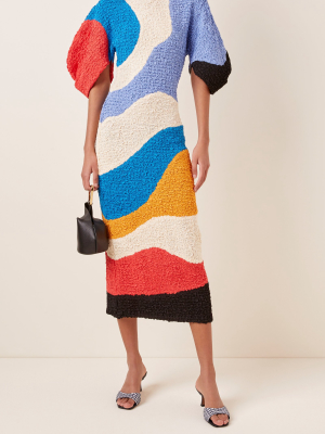 Freya Color-block Cloqué Midi Dress