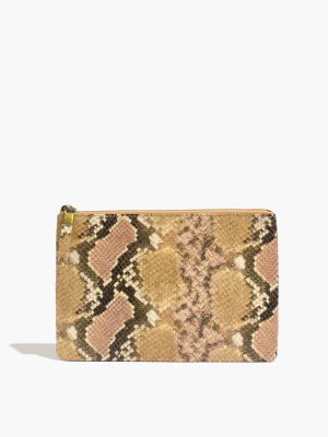 The Leather Pouch Clutch: Snake Embossed Edition