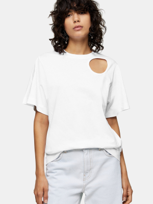 **white Organic Cotton Cut Out T-shirt By Topshop Boutique