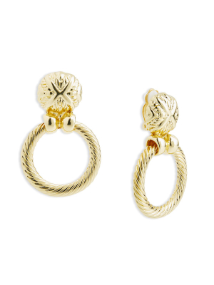 Gold Rope Door Knocker Clip Earrings