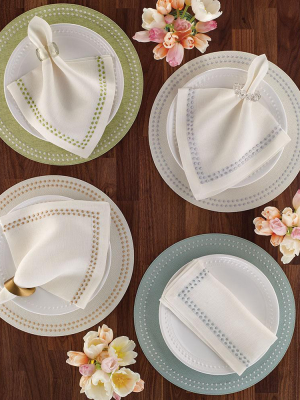 Bodrum Pearls Placemat - Celadon & White - Set Of 4