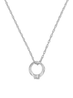 Solid White Gold Promise Ring Necklace