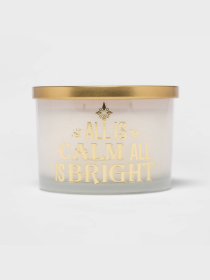 15oz Holiday Sentiment Decal Jar Candle 'all Is Calm All Is Bright' - Threshold™