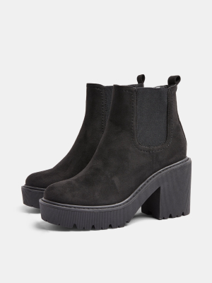 Blitz Black Chunky Heeled Chelsea Boots