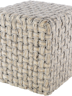 Cordoba Hand Woven Pouf In Light Gray