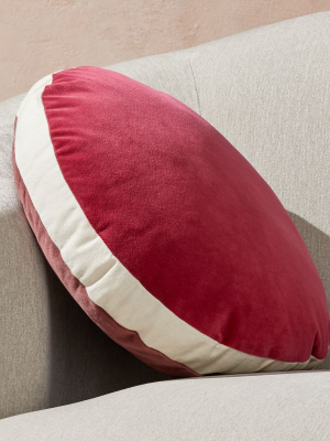 Round Velvet Dusty Plum/berry Pillow With Feather-down Insert 18"