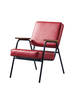 Denver Armchair With Metal Leg & Wood Armrest Red/black Finish - Versanora