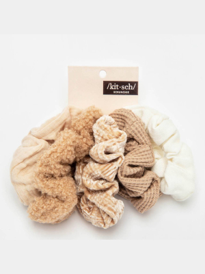 Kitsch - Assorted Textured Scrunchies 5pc - Sand