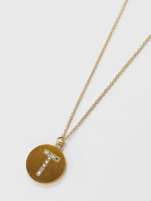 The "t" Initial Necklace In Gold