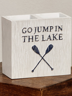 Lakeside Lakewords 2-slotted Toothbrush Holder - Cabin Theme Bathroom Accent