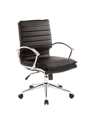 Mid Back Manager's Faux Leather Chair With Chrome Base - Osp Designs