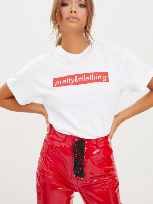 Prettylittlething White Printed Oversized T Shirt